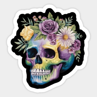 Floral Skull: Beauty and Darkness in Harmony Sticker